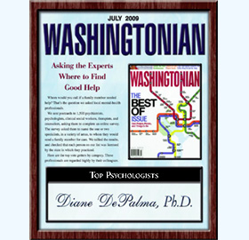 The Washingtonian rated Diane DePalma Ph.D. as one of the top psychologists in the region